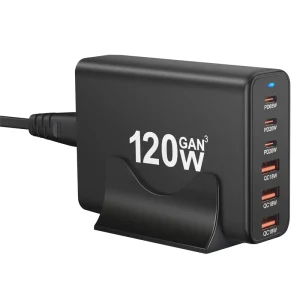 USB-C 200W Electric Charger 120W C PD 100W GaN Fast Charging 6-Port Desktop Charger Station for Laptop 5V/3A 3.0 PD