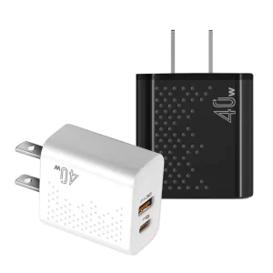 USB-C 40W 2-Port Travel Wall Charger, Dual 20W PD Adapter for Mobile Phone