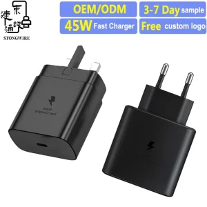 USB C 45W PD Fast Charger US EU UK AU Plug CE Certified Power Adapter for Smart Watch Camera