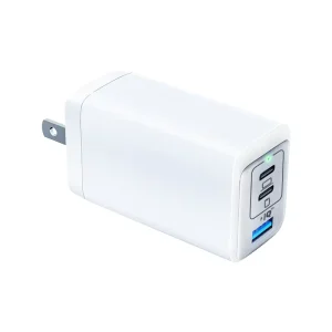 USB C Charger 65W GAN PD Fast Charger Adapter Dual USB C Ports and USB A Port Charger for Ma Book Pro Air Pad Pro