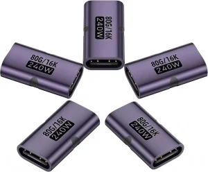 USB C Female to Female Adapter 80Gbps Data Transfer 240W Fast Charging Compatible with Thunder 4/3 16K/8K Video Support