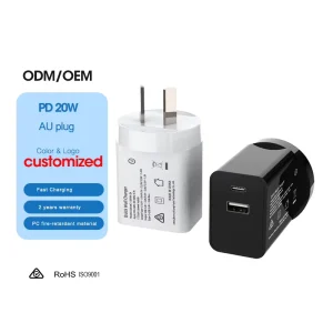 USB-C Wall Charger PD 3.0 20W with AU Plug, SAA Approved, PC Material