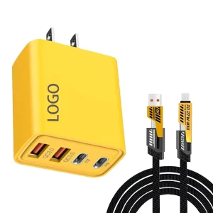 USB-C Wall Charger with EU/US/UK Plug, 2 USB-A and 2 USB-C Ports, 10W OTP and OVP Protection