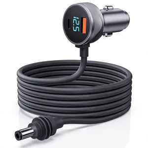 USB C to DC5521 Power Cable Digital Display Car Charger Adapter for Starlink Mini 12V Cigarette Lighter Charging