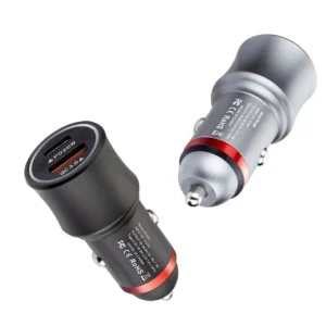 USB Car Charger QC3.0 Fast Charging Cigarette Lighter Adapter 2-Port Type-C