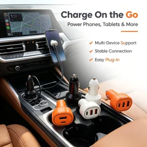 USB Car Phone Charger Socket Expansion Adapter Fast Charging Port