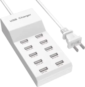 USB Charger 10-Port USB Charging Station for Multi Devices 50W USB Hub Adapter for iPhone Samsung Xiaomi Extension Socket
