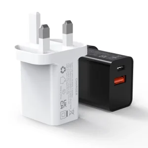 USB Charger 5V 3A 20W Wall Plug, UK/EU Plug, Dual-Port Quick Charger Adapter for Phone XS Max, XR, X, 8, and Mini