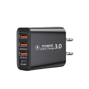 USB Charger Multiple Ports Triple Protection 65W Max PD20W Quick Charge Type-C 3USB Stable Output US Plug High Efficiency Mobile