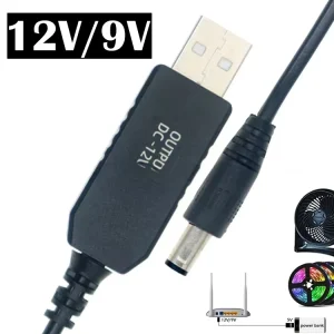 USB Charging Cable DC 5V to 12V Power Supply Router Adapter Step-Up Boost Converter 2.1×5.5mm