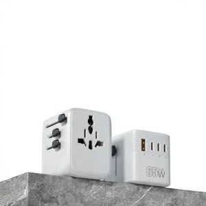 USB Stereo Multifunction Adapter Global-Compatible Travel Plug Converter GaN Fast-Charging Model A612 65W