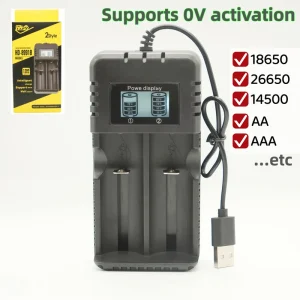 USB Type C Dual Slot LCD Display LiPo Battery Charger with Zero Volt Startup Compatible with Camera Batteries (CE Certified)