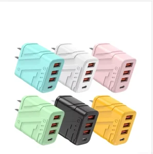 USB Type-C Wall Charger with 3 USB and 1 Type-C Ports US EU UK Plug Brand New Condition DC Output for Android Phones