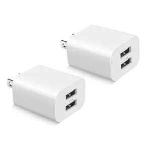 USB Wall Charger Block 2-Pack Dual Port Fast Charging Adapter