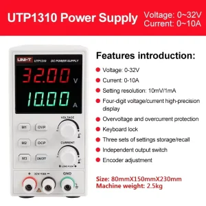 UTP1310 DC Power Supply 32V 10A Adjustable 4 Digit Display AC 110V/220V Voltage Regulator 320W 50/60Hz for Phone Repair