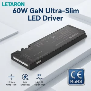 Ultra Slim 12.5mm 220 240VAC Input LED Driver 12 24V Constant Voltage Power Supply 15W 100W Multi Channel Gallium Nitride LED