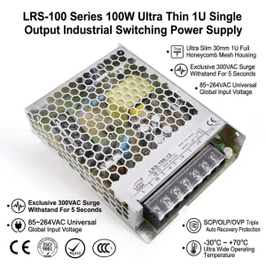 Ultra Slim LRS 100 100 Watt AC to DC Power Supply Enclosed Switching Converter Stable Output PSU for LED Industrial Control