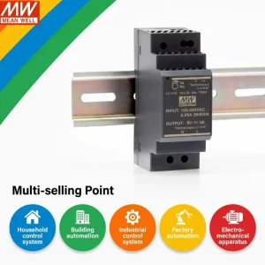 Ultra Slim Single Output AC DC 12V 2A 24W Power Supply Mean Well HDR-30-12 3 Year Warranty 88% Efficiency DIN Rail Mounted