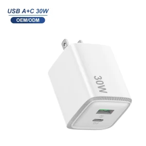 Ultra Thin 30W Wall Charger Adapter UK 2 Ports QC18W PD 30W Fast Charging Wall Block for Mobile Phone