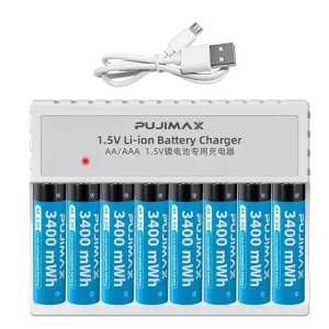Universal 1.5V AA AAA Li-ion Rechargeable Smart Battery Charger 8 Slots LED Lithium Battery Charger for 1.5V Batteries