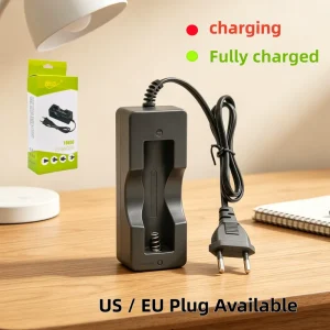 Universal 18650 Battery Charger Single Slot Smart Fast Charging Dock for Tactical Flashlight Power Tools EU US Plug