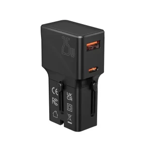 Universal 25W QC3.0 PD3.0 USB Type-C International Travel Adapter Fireproof Fast Charger