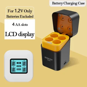 Universal AA AAA Lithium Li ion NiMH Battery Charger with Smart LCD and LED Illumination Charging Stand for 5V 3A Output