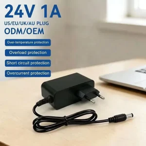 Universal AC DC 100 240V Power Adapter PC+ABS Material 24V 1A Switching Power Adapter with EU Plug 24V Adapter