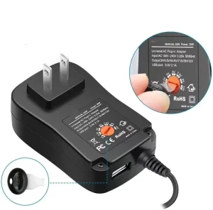 Universal Adapter 3V 4.5V 5V 6V 7.5V 9V 12V Adjustable Power Adapter AC Plug in Adaptor with 8 Tips and Connector