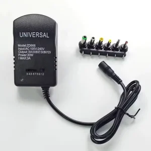 Universal Adjustable Adapter Power Supply Charger 3A 30W AC 220V to DC 3V 4.5V 6V 7.5V 9V 12V Power Source with DC Female 7 Plug