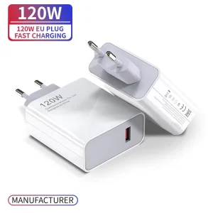 Universal Portable 120W EU US Plug QC3.0 Fast Charger for Mobile Phone and Earphone with ABS Material