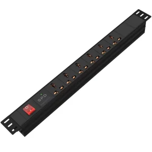 Universal Power Distribution Unit 6 Sockets PDU Rack with SPD and Double Break Switch 230V 13A Aluminum Alloy Model DFWW 32
