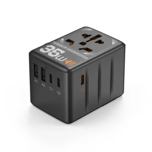 Universal Travel Adapter 35W 65W International Plug Adaptor with 3 USB-C and 2 USB-A Charging Ports