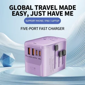 Universal Travel Adapter 45W GaN Multi-Port Fast Charger US Standard Plug