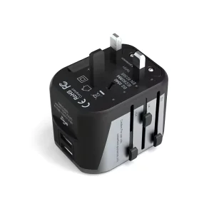 Universal Travel Adapter PD 100-240V 2 USB + Type-C Ports 3-in-1 Wireless Charging Station Foldable Eco-Friendly PC Fireproof