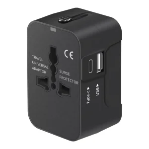 Universal Travel Adapter with USB C All-in-One Worldwide Wall Charger with AC Power Plug Adapter for USA EU UK AUS