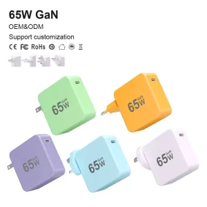 Universal Travel GaN Charger OEM ODM PD 65W Phone Charger Custom Logo Type C Wall Charger Adapter with CE FCC RoHs for Laptop