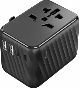 Universal Travel Power Adapter All One 3 USB-C 2 USB-A Ports 5.6A Wall Charger for US EU UK Ireland Australia (Type