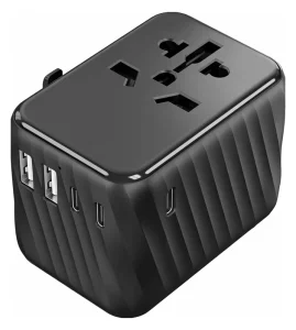 Universal Travel Power Adapter with 3 USB-C and 2 USB-A Ports 5.6A Output Worldwide Wall Charger Black