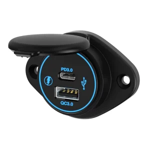 Usb-A Quick Charger 3.0 Usb C Pd 3.0 Mobile Phone Charging 12V 24V Flat Usb Port Charger Outlet Socket Receptacle for Rv Marine