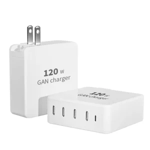 Usb-c Power Adapter 120W Fast Charging Cube Block Usb GaN Charger For Cell Phone