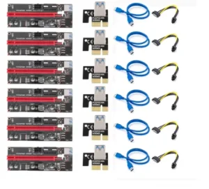 VER009 USB 3.0 PCI-E Riser Adapter Card FCC Certified 1X 4x 8x 16x Extender SATA 15pin 6 Pin Power