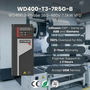 VFD 7.5kW 380V 3-Phase CE Variable Frequency Converter WD400-T3-7R5G-B 10HP Motor Driver for CNC Machine & Air Pump