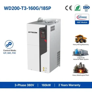 Variable Frequency Inverter 3 Phase VFD 380V Industrial AC Drive 160kW/185kW 215HP/250HP Motor Speed Controller IP20 CE