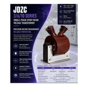 Voltage Transformer JDZC 3 6 10 3 10kV Epoxy Resin Cast for Switchgear Project Specification