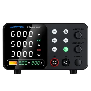 WANPTEK Precision Adjustable DC Power Supply 0-60V 0-5A Variable Voltage Current Regulator with Dual Display for Lab & School