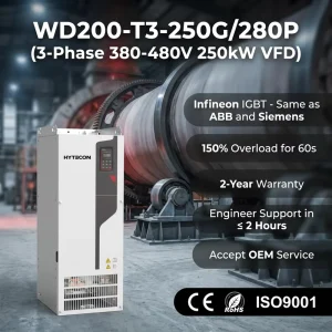 WD200 T3 250G/280P 250kW VFD 3 Phase 380V 400HP Frequency Converter Inverter AC Drive IP20 Heavy Duty