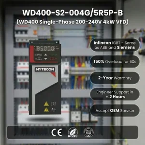 WD400-S2-004G/5R5P-B 4kW 5.5kW VFD 220V Single-Phase 5HP 7.5HP Vector Control AC Drive Inverter Dual Rating
