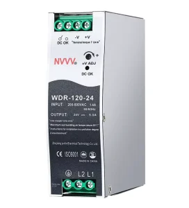 WDR 120 24 24V 5A 200-500VAC Wide Input Power DC Power Supply DIN Rail Slim Power Supply for Factory Automation