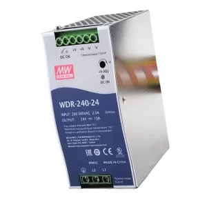 WDR-240-24 24V 10A 240W AC-DC Single-Output DIN Rail Industrial Power Supply EAC CB Certified 180-550VAC Wide Input